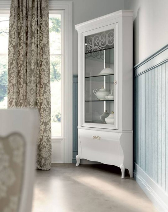 DALL'AGNESE гостиная SYMFONIA белая ВИТРИНА угловая